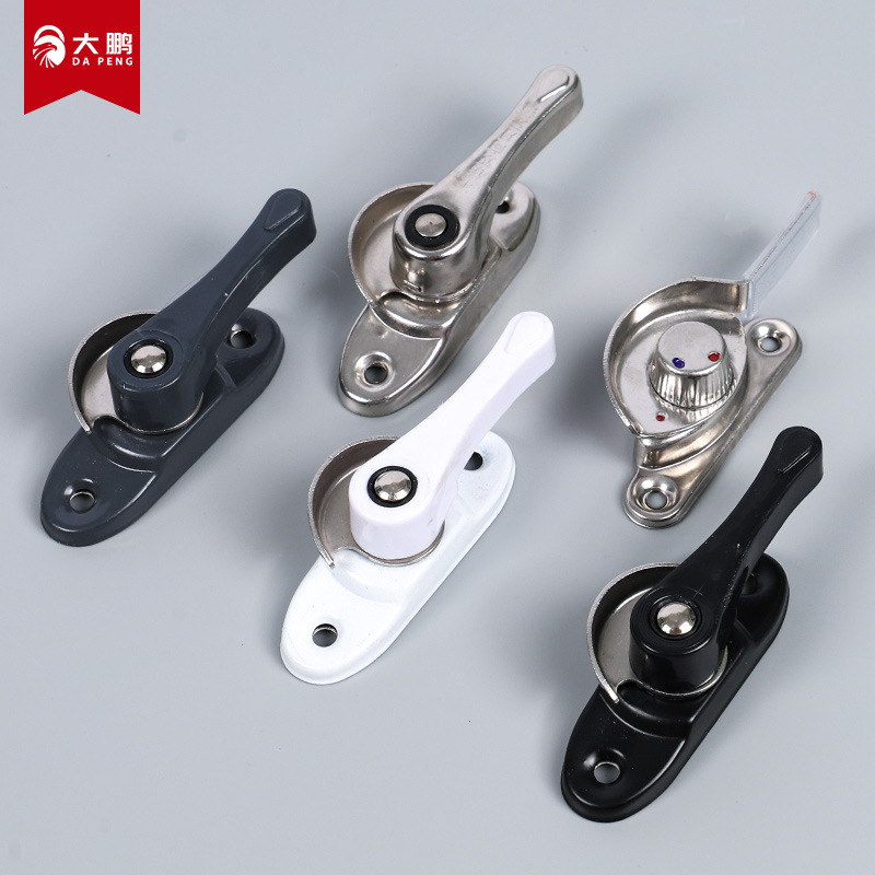 Old-fashioned stainless steel window lock, universal window hook lock, sliding door and window accessories, aluminum alloy bidirectional crescent lock details Picture