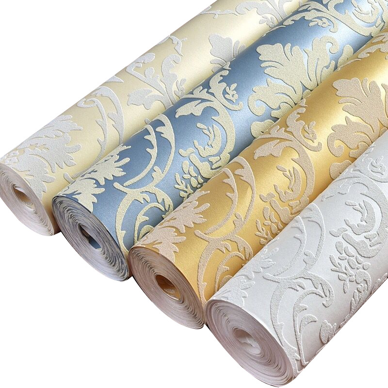 European-style three-dimensional thickened Damascus non-woven fabric wallpaper, living room, bedroom, room, TV background, wall paper with glue Item Picture