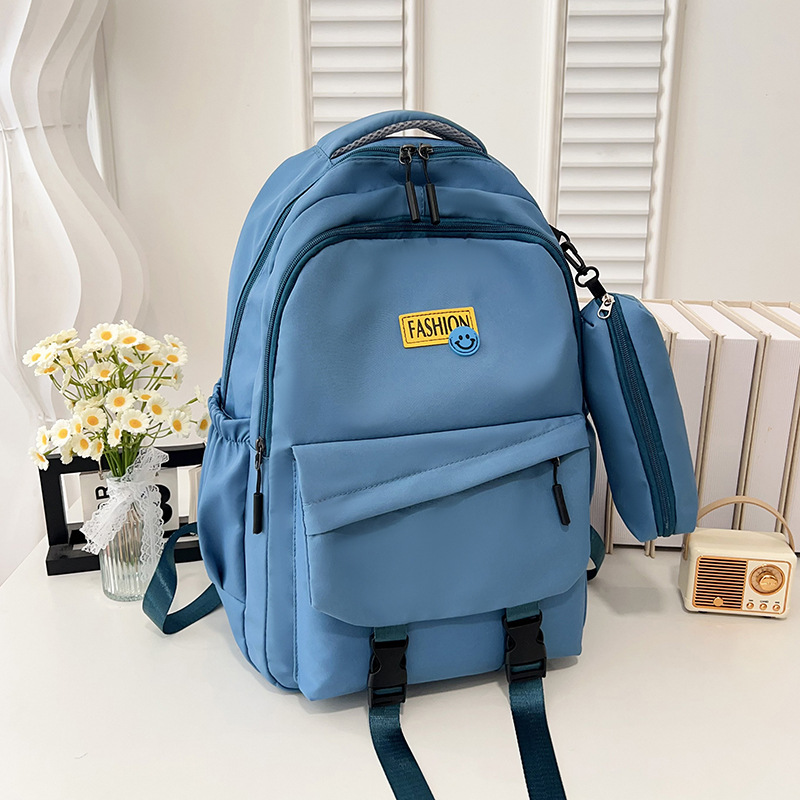 A new English-embroidered Korean version of a large-capacity student bag for 2025, fashionable and trendy, versatile backpack for commuting details Picture