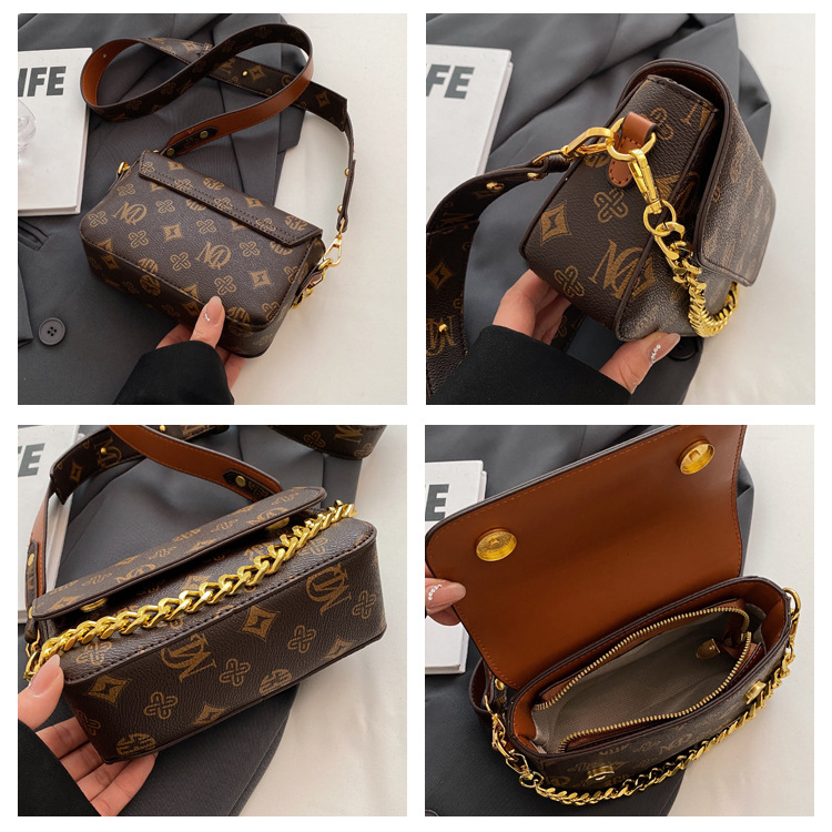 Factory wholesale vintage monogram chain handbags for women, new high-end and fashionable single-shoulder crossbody small square bag customization Application Scenario