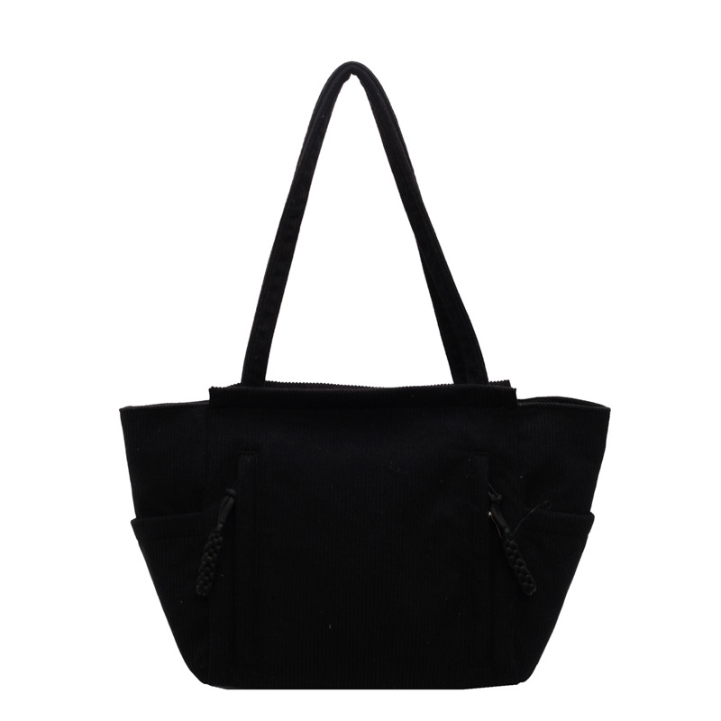 Velvet bag for women, large-capacity 2024 new autumn and winter casual single-shoulder fabric bag, college student commuting tote bag Item Picture