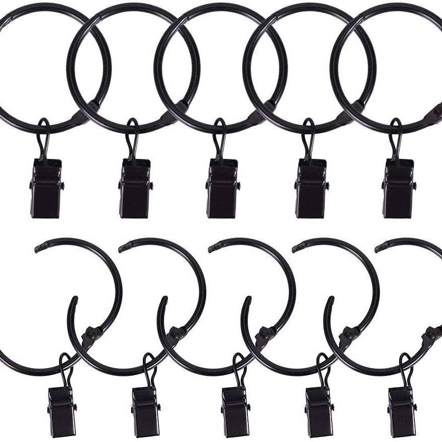 Black open ring curtain clip factory wholesale, movable snap-on type curtain clip open ring Application Scenario