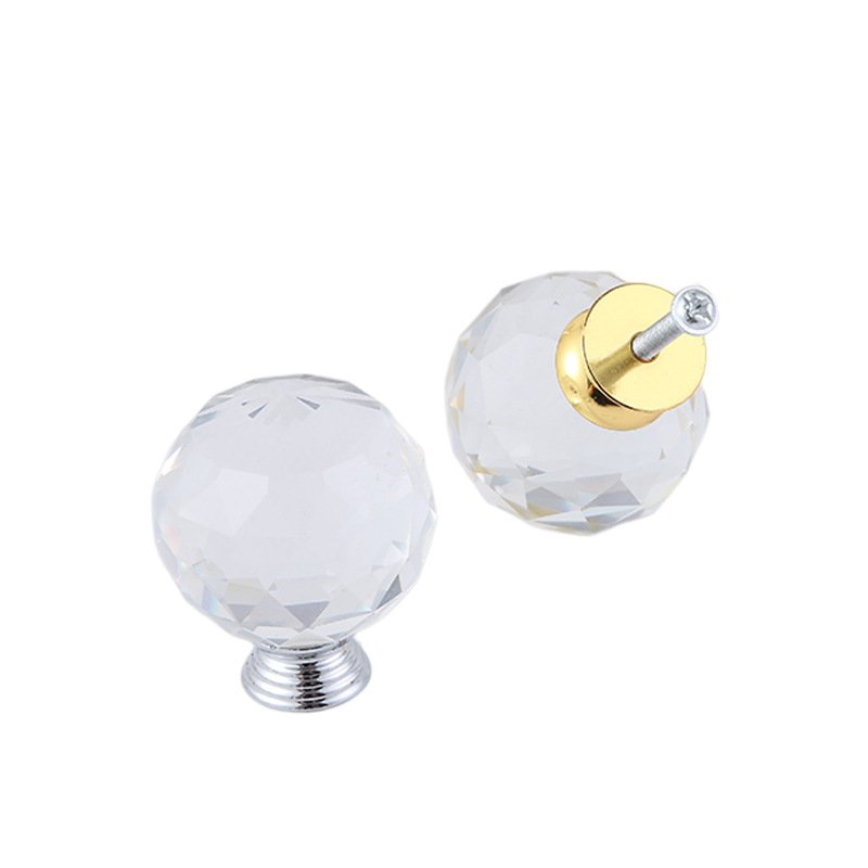 Spherical glass crystal handle, single-hole European-style furniture door handle, gift box handle, storage box, drawer handle wholesale Item Picture