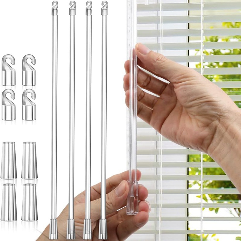 Curtain accessories: 43CM Venetian blind transparent rotating rods, 2-piece / 4-piece / 6-piece / 8-piece / 10-piece set curtain pull rods full figure