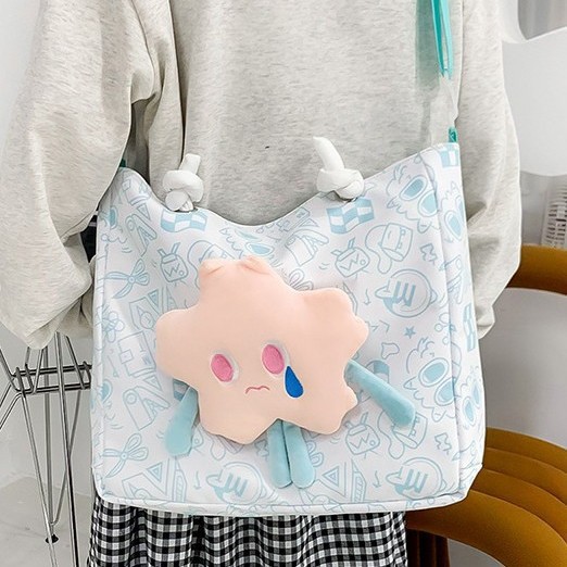 2025 Summer New style Starfish bag nylon crossbody bag, single-shoulder bag, student hand-held plush cute girl casual bag full figure