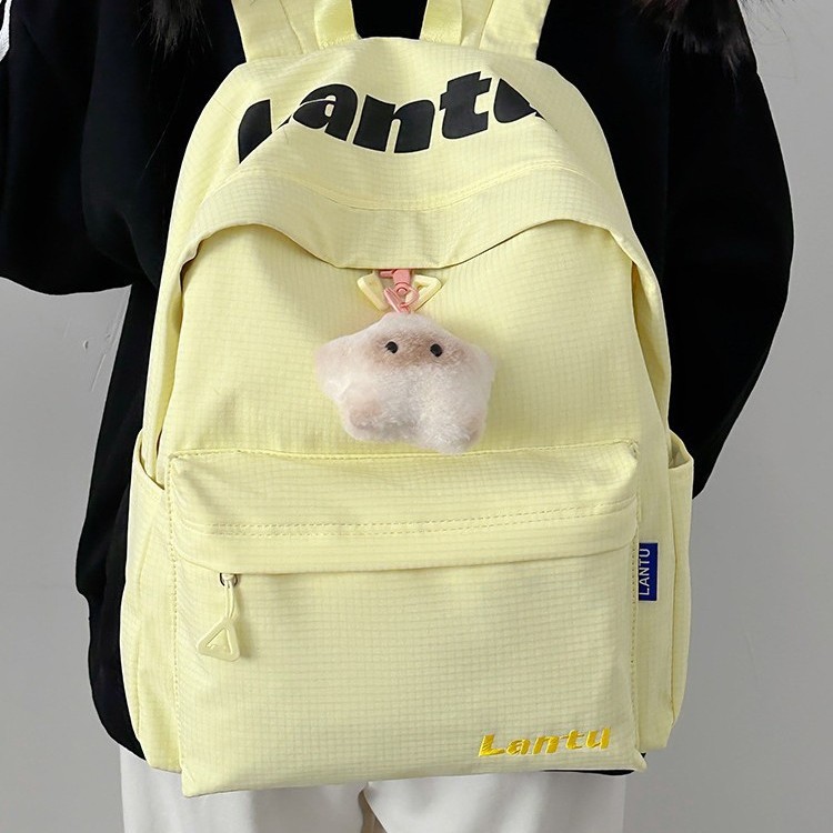 Double-shoulder school-style mother-daughter schoolbag, a fashionable girl's fresh and clean ins style solid color fashionable large-capacity backpack details Picture