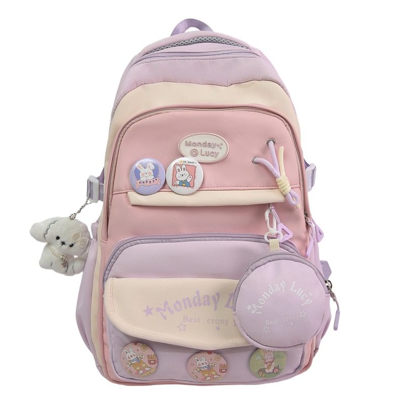 Junior high school student cat pain bag backpack, high school student large-capacity college backpack, cute girl student schoolbag Item Picture