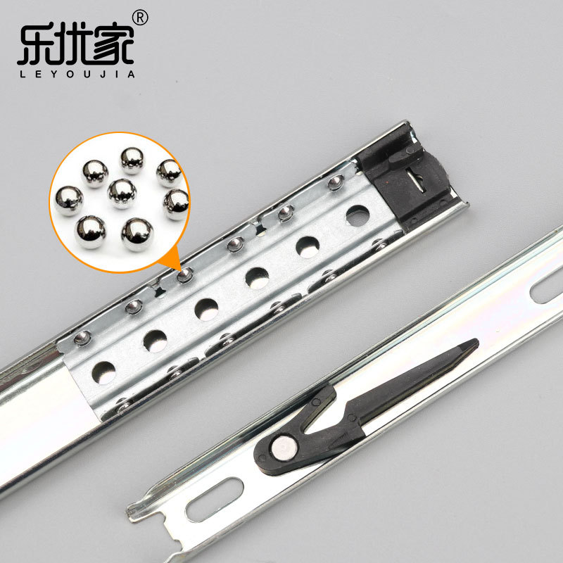 Drawer bottom rail, silent slide rail, hidden two-section rail, cabinet slide, two-section ball bearing rail manufacturer wholesale Specification drawing