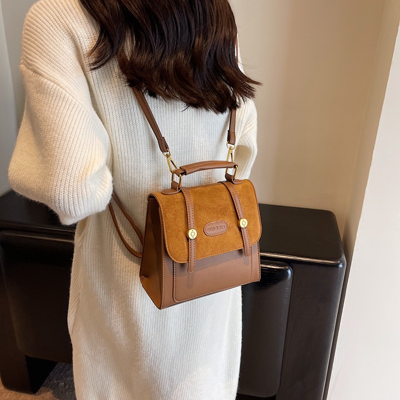 Japanese retro versatile small bag for women 2023 new color-blocking fashionable backpack, niche design commuting crossbody bag Application Scenario