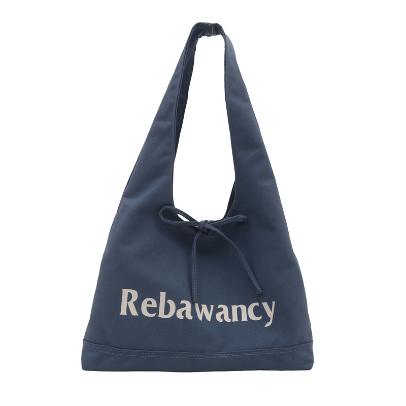New niche lettered single-shoulder bag, large-capacity versatile fabric bag, women's canvas bag, single-shoulder underarm trendy shopping bag Item Picture