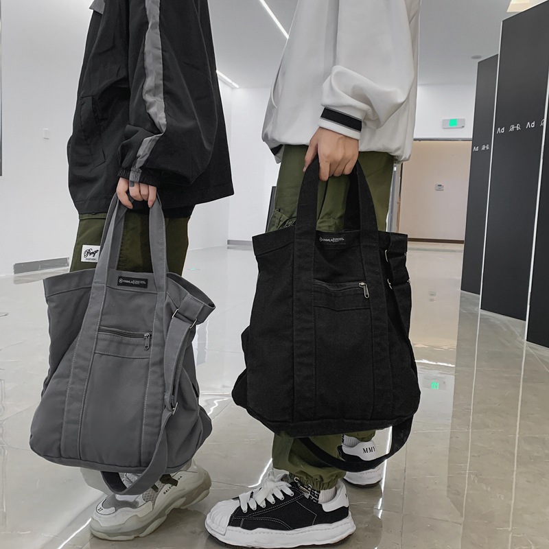 Retro canvas bag 2021 new style simple student class bag for men and women Korean-style casual single-shoulder crossbody bag handbag full figure