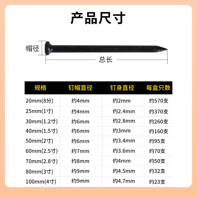 Wholesale of special cement nails, steel nails, wall nails, round nails, iron nails, foreign nails, woodworking nails, and concrete photo frame hangers full figure