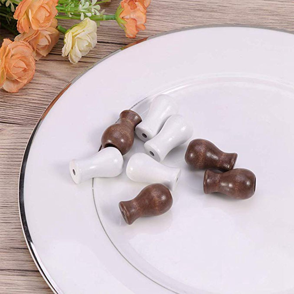 Cross-border supply of 12 sets of brown/white wooden bell bamboo roller blind accessories, each individually packaged with a wooden pendant Item Picture