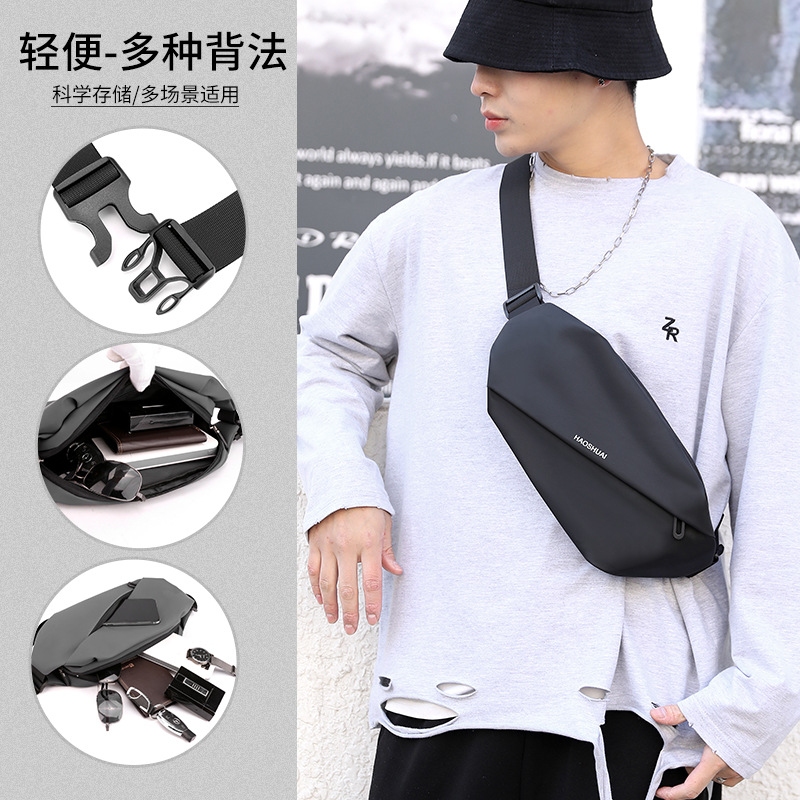 Customized men's waist bags, outdoor running bags, mobile phone bags, multi-functional large-capacity chest bags, casual single-shoulder crossbody bags full figure