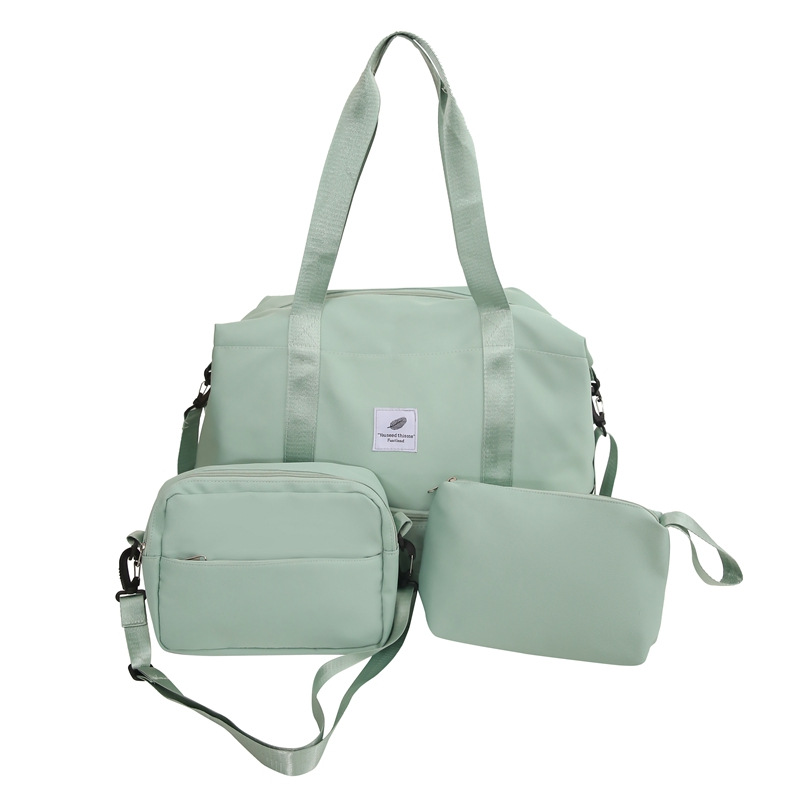 Cross-border wholesale three-piece sports travel bag, nylon fabric single-shoulder yoga fitness bag, large-capacity outdoor mommy bag Item Picture