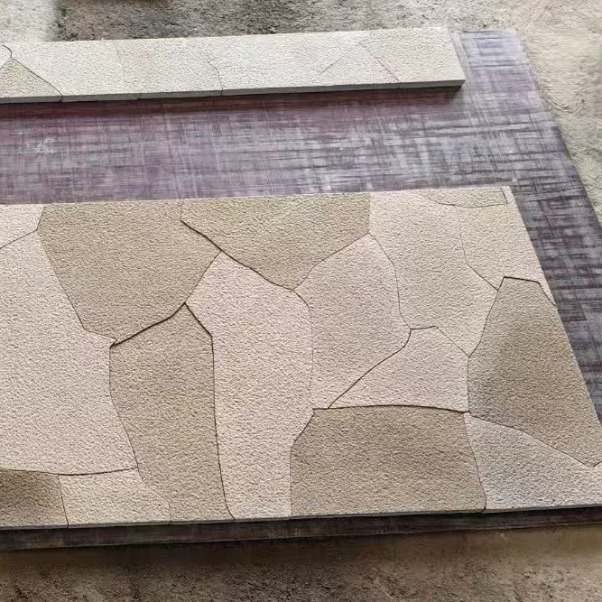 Seamless background wall art wall with hard yellow sandstone and lychee face carvings from Shandong full figure