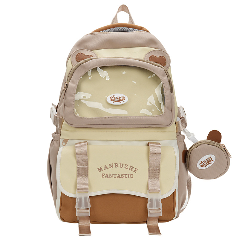 A cute little bear with a forest-themed earache bag for junior and senior high school students. It's a large-capacity computer backpack Item Picture