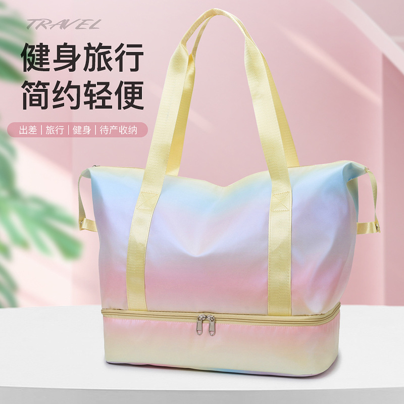 New colorful hand-held fitness bags, outdoor sports and leisure swimming training bags, dry and wet separation travel bags with shoe compartments full figure