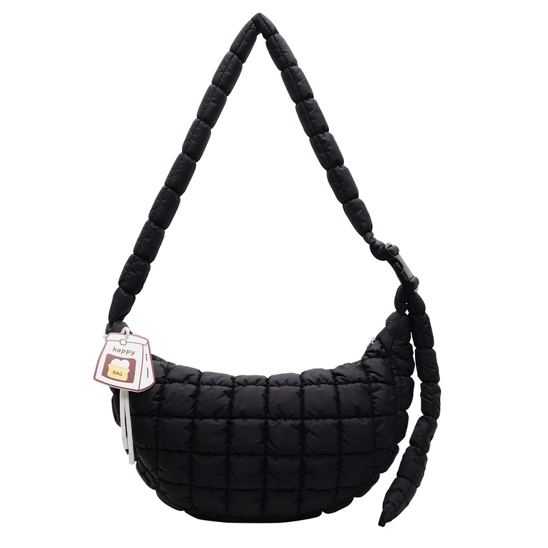The new autumn and winter cotton-padded fashion bag for women, with a unique pleated single-shoulder design, is simple and casual for commuting. It's a soft and fluffy cloud bag Item Picture