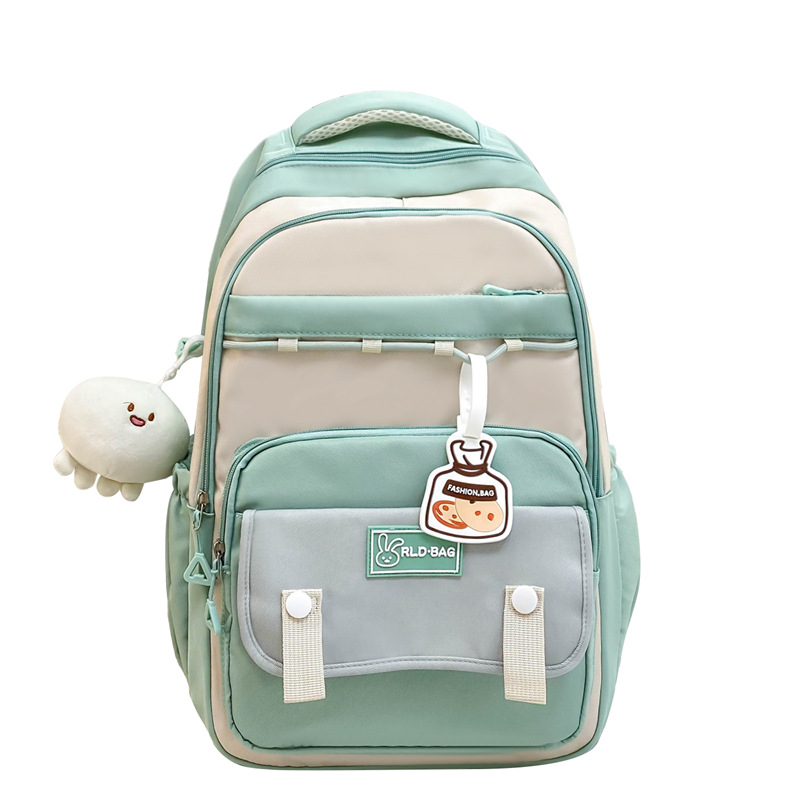 Wholesale of high school and junior high school students' schoolbags with high appearance level, color-matching to reduce burden, versatile, large-capacity backpacks, and cute girls' backpacks Item Picture