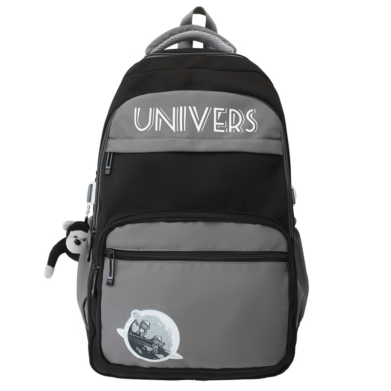 High-appearation-level retro workwear backpacks for girls, large-capacity high school and junior high school students, color-blocking schoolbags, trendy computer backpacks Item Picture