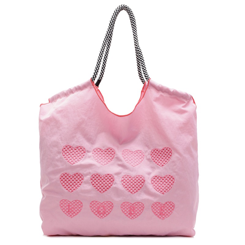 A new Japanese-style embroidered heart single-shoulder bag shopping bag, nylon fashionable casual hand-held shoulder crossbody bag for women Item Picture