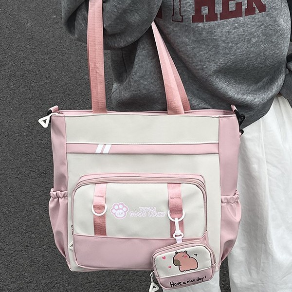 2025 New Korean version large-capacity junior high school girl heart student schoolbag, casual and simple travel tutorial bag for girls, crossbody bag details Picture