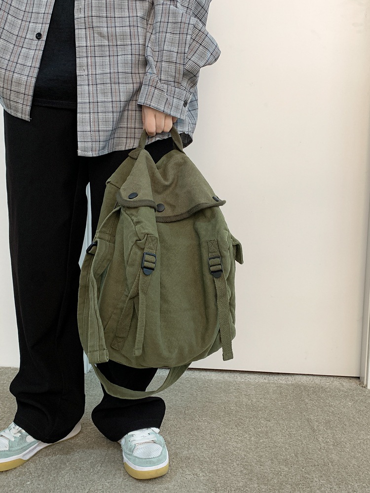ins retro workwear feng shui wash canvas bag, large capacity crossbody bag canvas bag, Japanese-style student casual single-shoulder bag details Picture