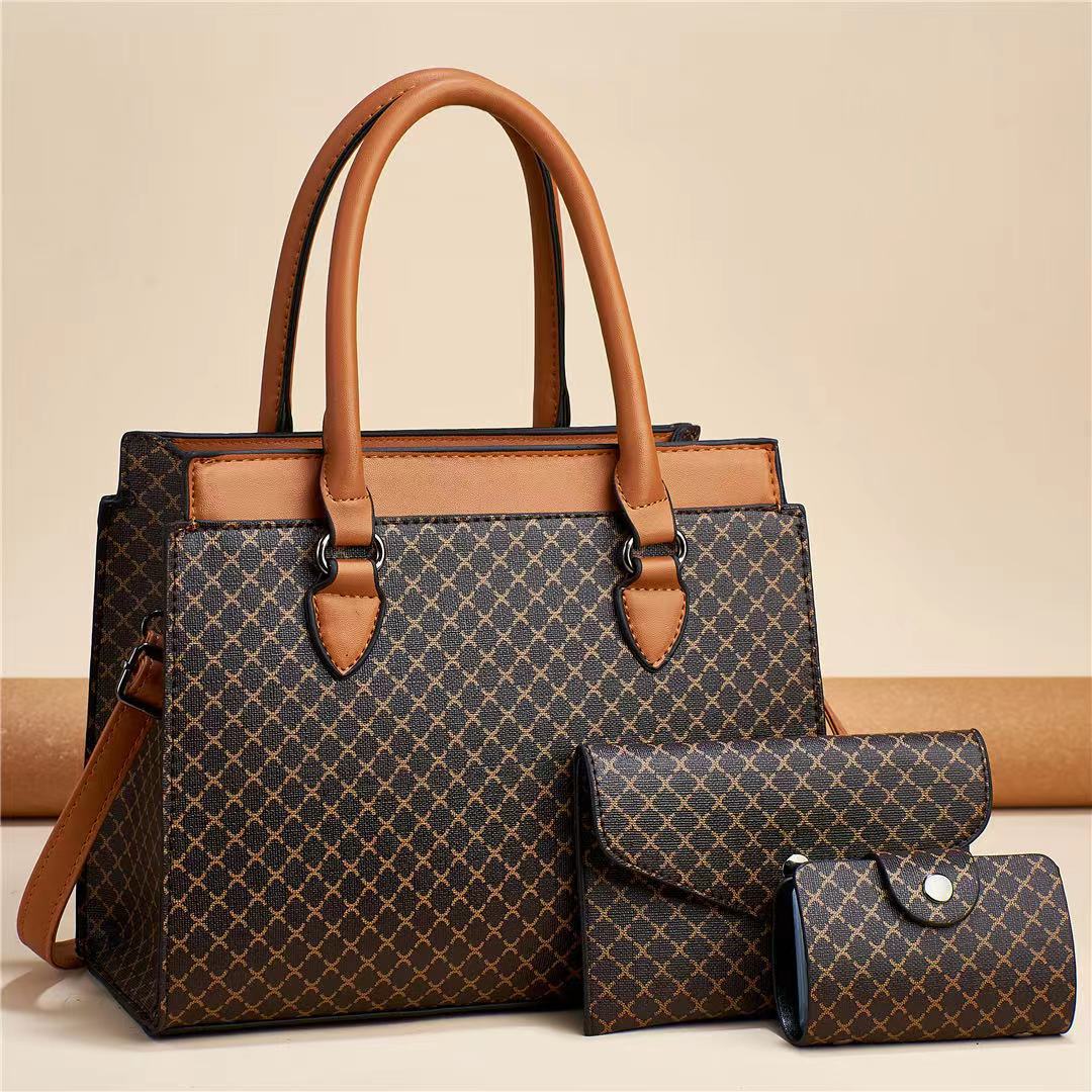 Grand Lady three-piece handbag set 2023 New style middle-aged mom bag, fashionable large-capacity versatile crossbody bag details Picture