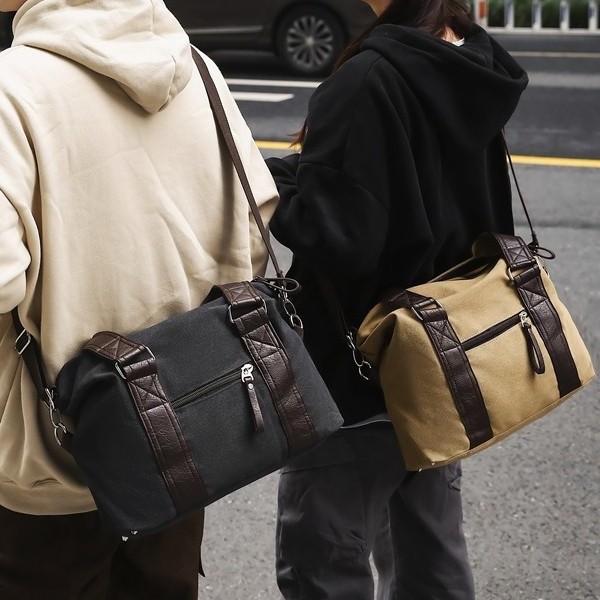 Retro large-capacity travel bags, luggage bags, fashionable and trendy canvas bags, men's bags, shoulder bags, casual handbags, women's bags Specification drawing