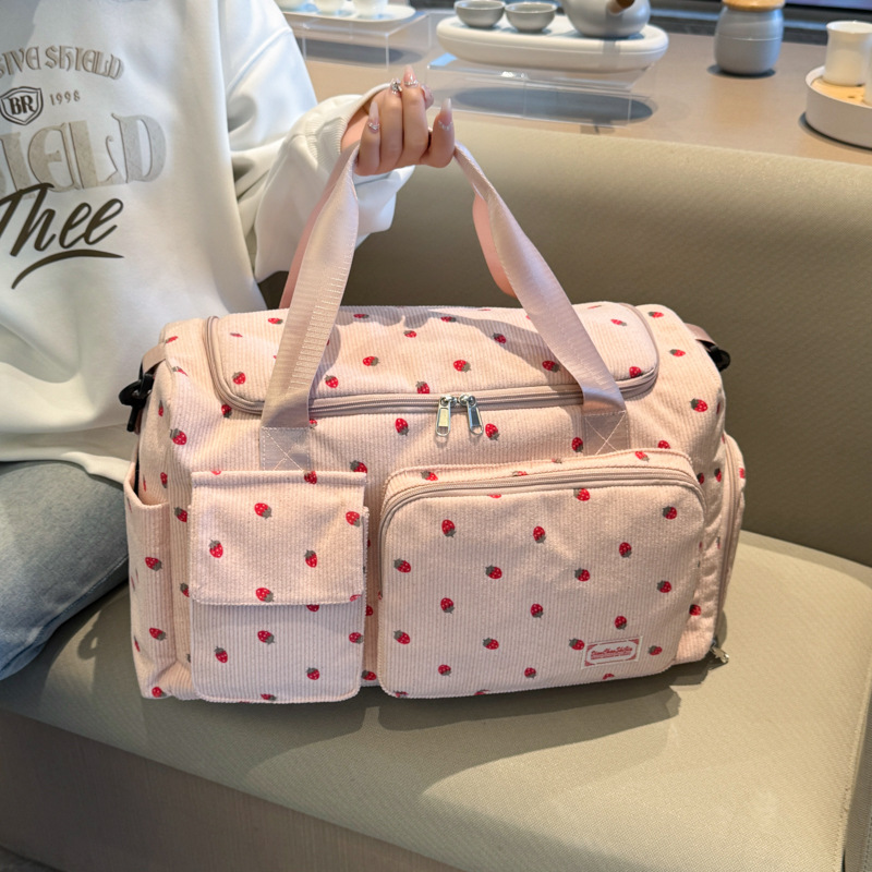 Cute printed fashionable travel bag, large-capacity independent shoe compartment, pregnant and postpartum bag, lightweight portable sports and fitness bag details Picture