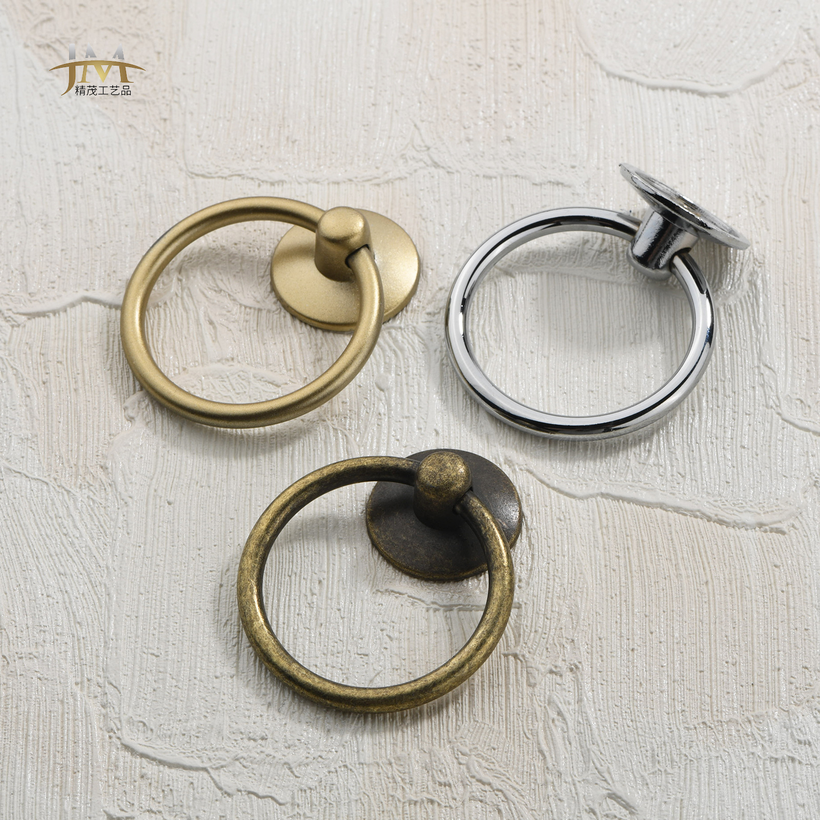 Jingmao Hardware -056 Home Decoration European-style circular hanging ring drawer, circular single-hole pull ring cabinet door handle, cabinet door details Picture