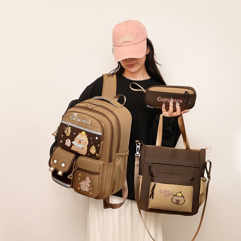 Kabibala middle school backpack for boys and girls, cute Capybara, dirt-resistant backpacks, 2025 new style factory direct sales details Picture
