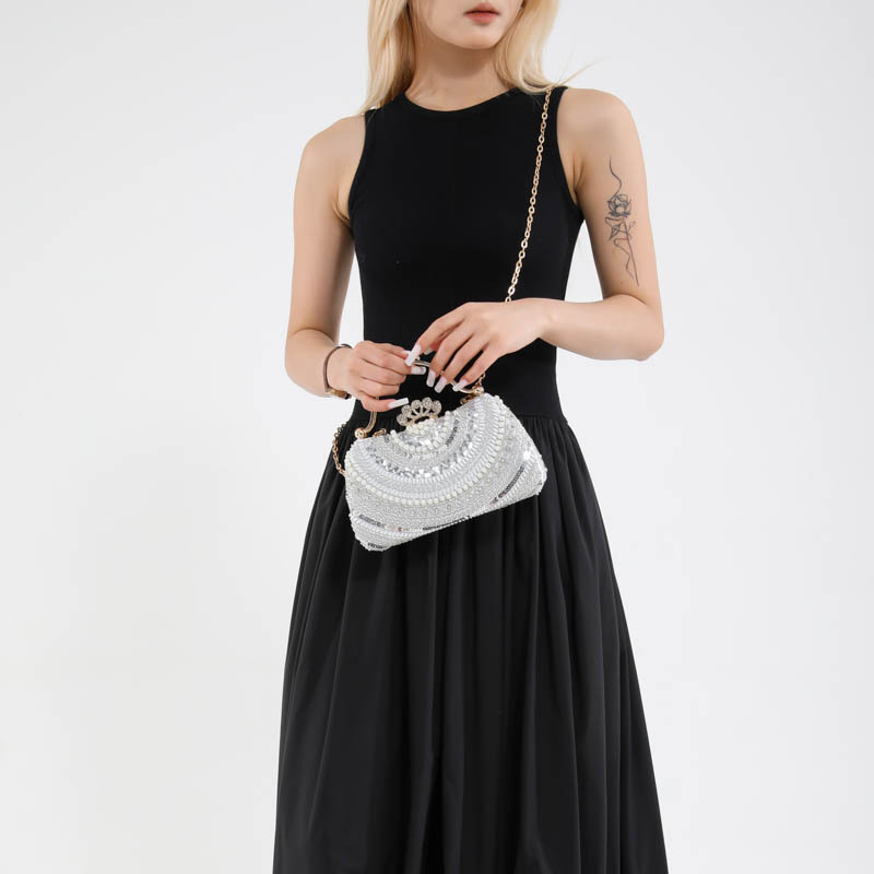 2025 New style dinner bag, cross-border women's handbag, fashionable women's bag, high-end single-shoulder bag, diamond-encrusted crossbody bag Specification drawing