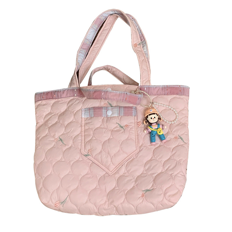 New large-capacity tote bag, versatile handbag, cartoon underarm bag, casual and girlish style, lazy pink shoulder bag Item Picture