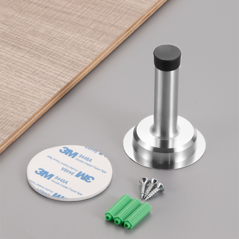 Stainless steel door top anti-collision door stopper, rubber limiter, wall-mounted door stopper, no need to drill holes, extended door bump details Picture