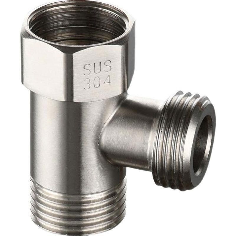 Carefully selected 304 stainless steel union three-way, brushed, one in and two out, bathroom Angle valve, water heater, water valve and bathroom accessories Application Scenario