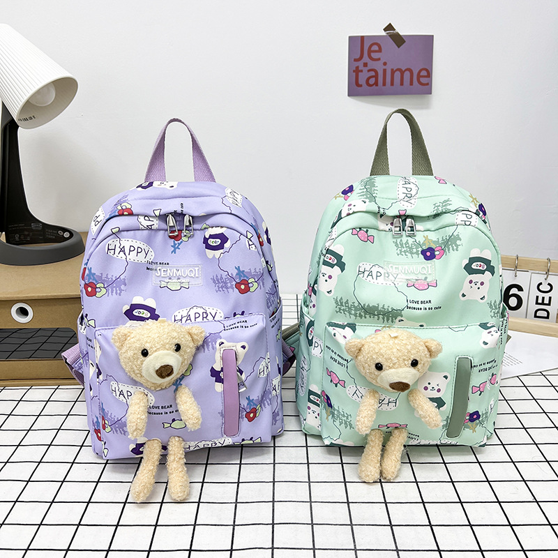 Schoolbag: Cute for junior high school girls, large capacity backpack for senior high school students, cartoon for primary school students, simple forest-themed small backpack for travel full figure
