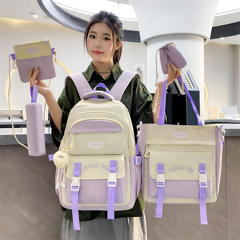 Backpack for junior high school girls and primary school students, large capacity, high appearance level, cute and versatile for girls, multi-piece backpack set Specification drawing