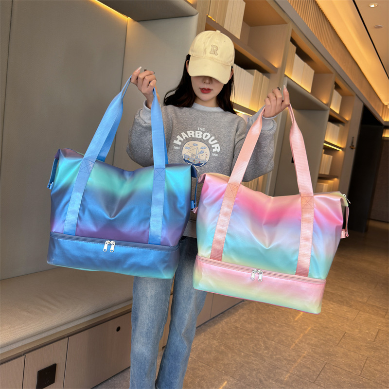 New colorful hand-held fitness bag, outdoor sports and leisure swimming training bag, yoga bag, large-capacity luggage bag for women details Picture