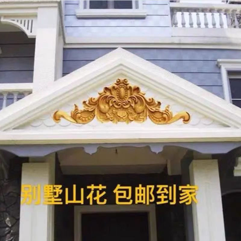 EPS foam triangular pediment relief finished products, European-style villa exterior wall relief flower door header decoration new style Specification drawing