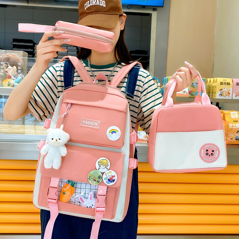 Wholesale of campus student schoolbags in stock, Korean version large-capacity girls' backpacks, lightweight and versatile casual backpacks Specification drawing