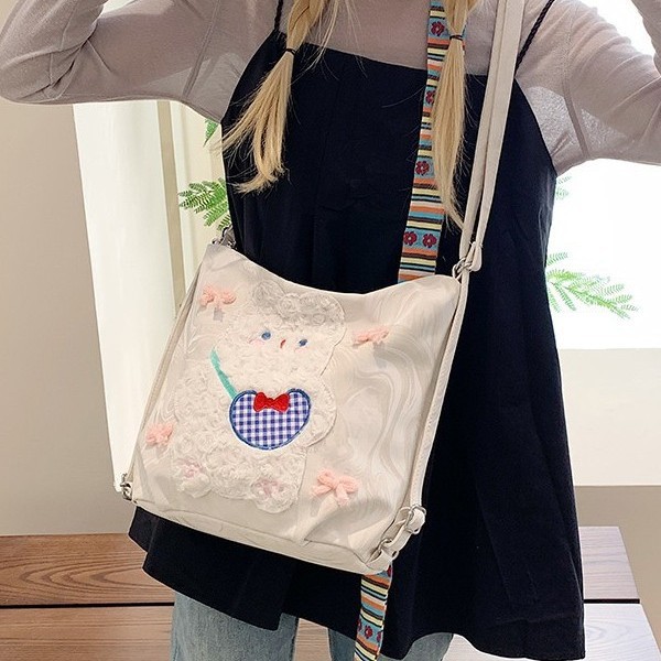 A new large-capacity plush cartoon fresh backpack for cute girls and a trendy multi-functional commuting crossbody bag Application Scenario