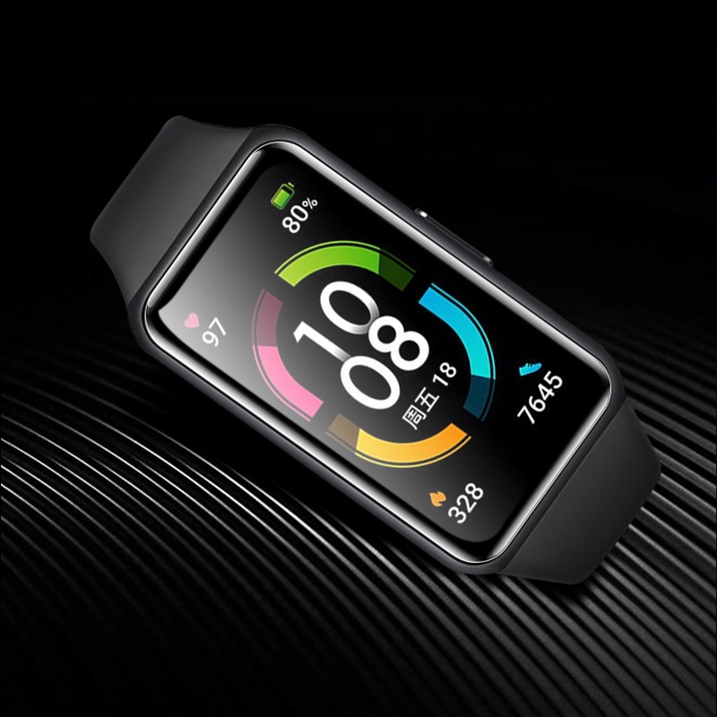 Suitable for Realme band2 band film, realme 1/2 water condensation film TPU full-screen 3D black edge composite heat-bent film Specification drawing