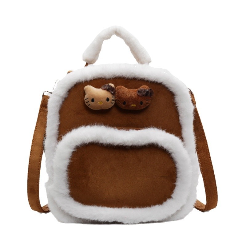 Decorated new Korean-style backpack, warm and fluffy autumn and winter small bag, Japanese-style fashionable bear bag, student mini bag Item Picture