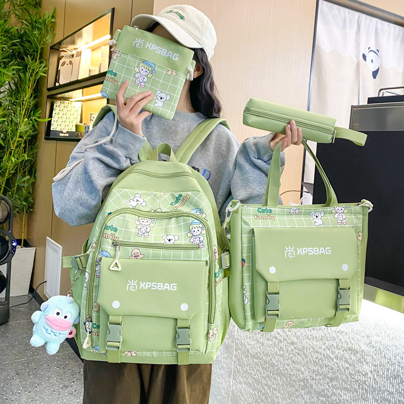 Four-piece schoolbag set, cute cartoon for girls, primary school backpack, durable, large capacity, ins, high appearance level, junior high school backpack Application Scenario