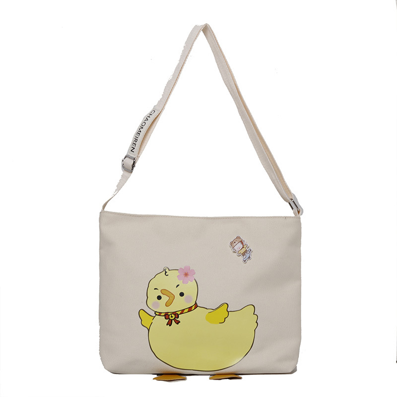 Cute canvas small bag for women 2024 new style, fashionable and versatile cartoon print single-shoulder bag, cool crossbody bag for girls Item Picture