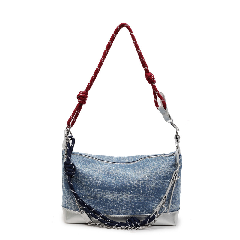 The trendy and best-selling denim bag for women exudes a sense of sophistication. The fashionable single-shoulder bag and the new commuter style of the Hundred-tower crossbody bag Item Picture