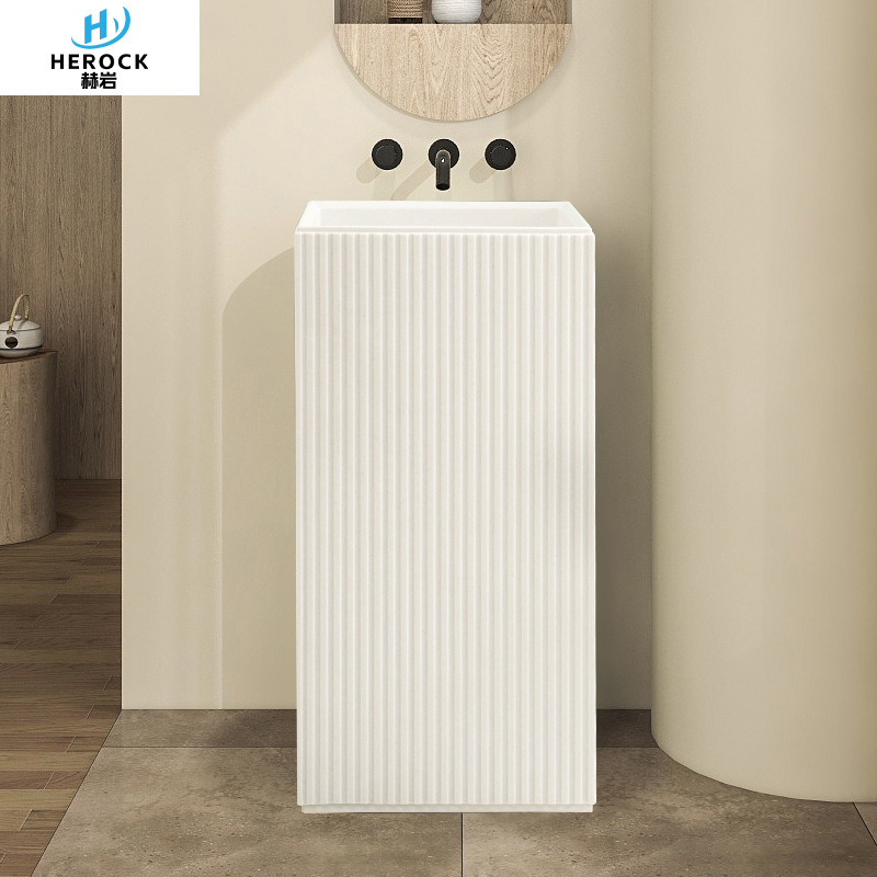 Artistic column basin, vertical washbasin, stone column washbasin, integrated balcony, outdoor floor washbasin Specification drawing