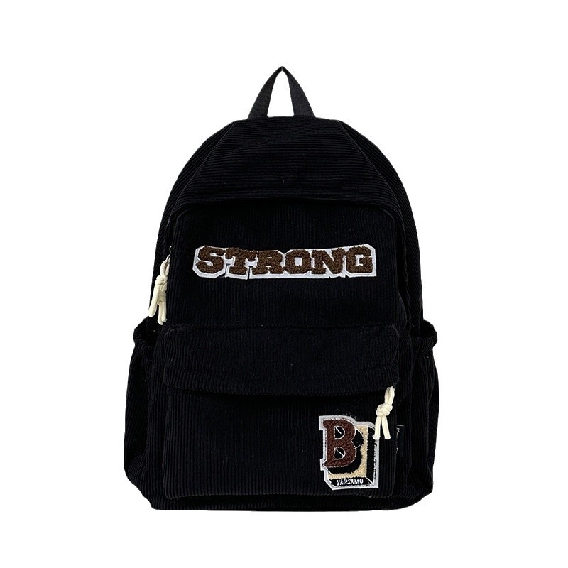 Anti-theft double-shoulder backrest backpack for girls, double-shoulder backpack for middle school students, casual star Bone Academy, Internet celebrity, high appearance level Item Picture